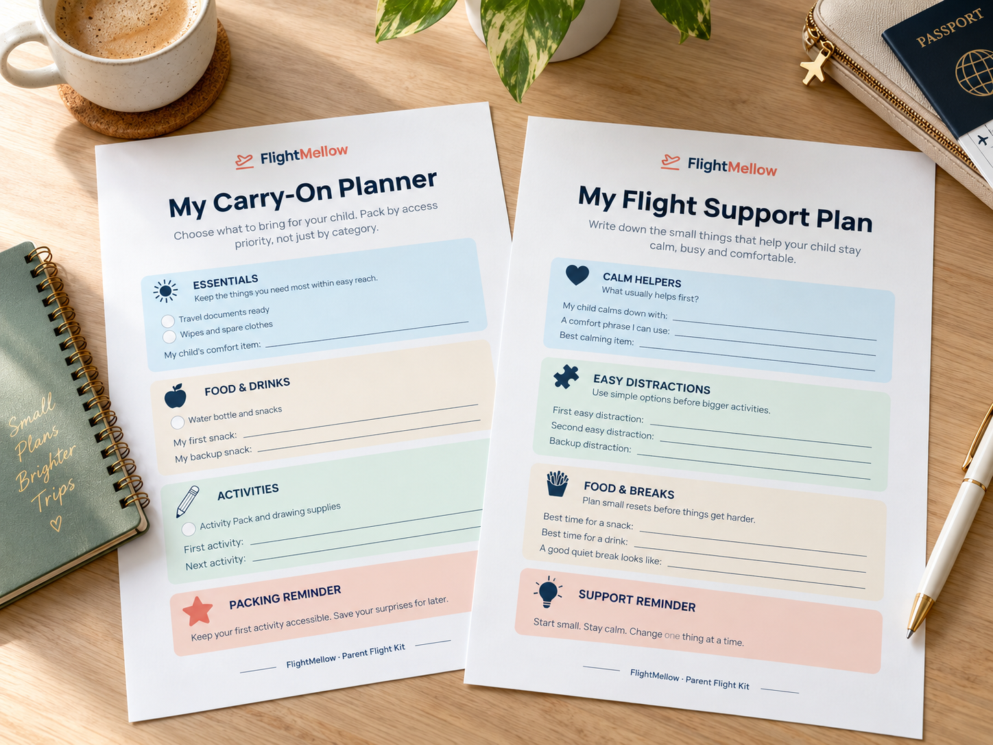 FlightMellow Parent Flight Kit printable worksheets